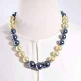 Gold and Gray Two Toned Glass Pearl Necklace - FashionByTeresa